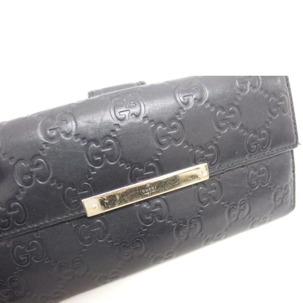 97246 7 Gucci Guccissima W Hook Long Wallet Black