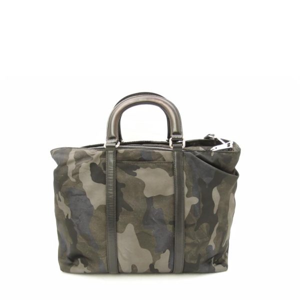 97288 2 Prada Camouflage 2WAY Handbag Khaki