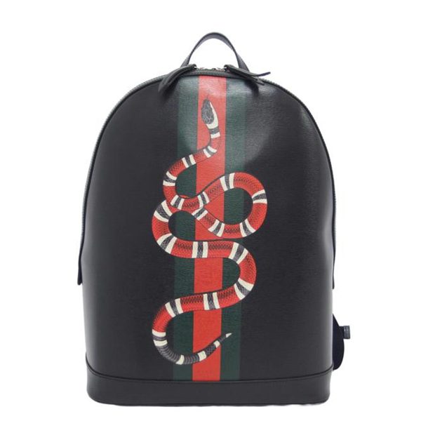 97352 1 Gucci Snake Print Backpack Black