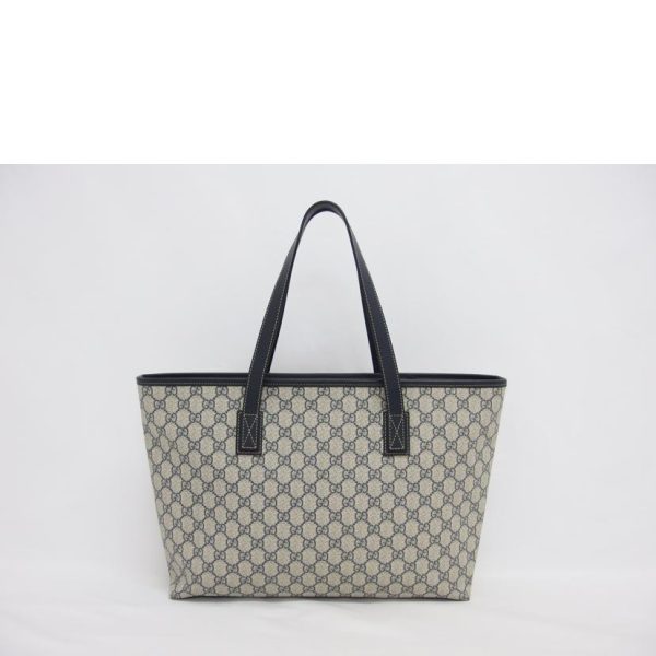 97369 2 Gucci GG Supreme Leather Tote Bag Navy Beige