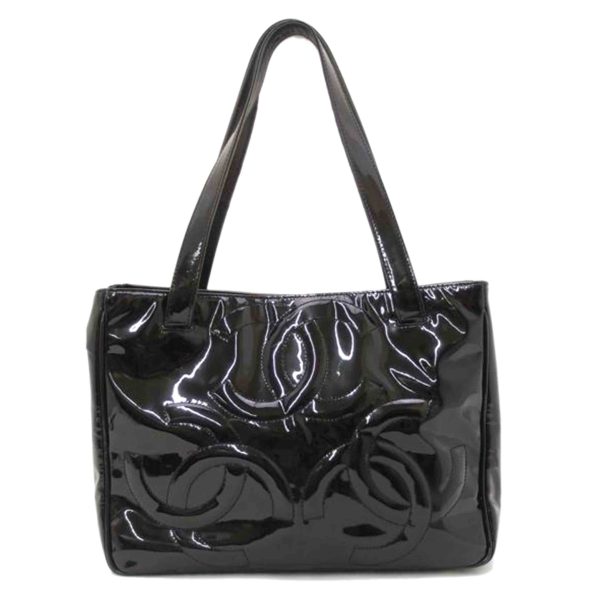 97431 1 Chanel Triple Coco Mark Enamel Tote Bag Black