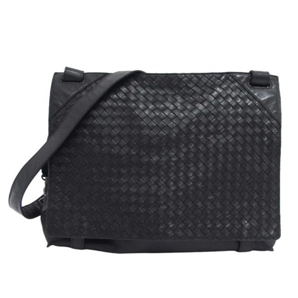 97536 1 Bottega Veneta Intrecciato Shoulder Bag Black