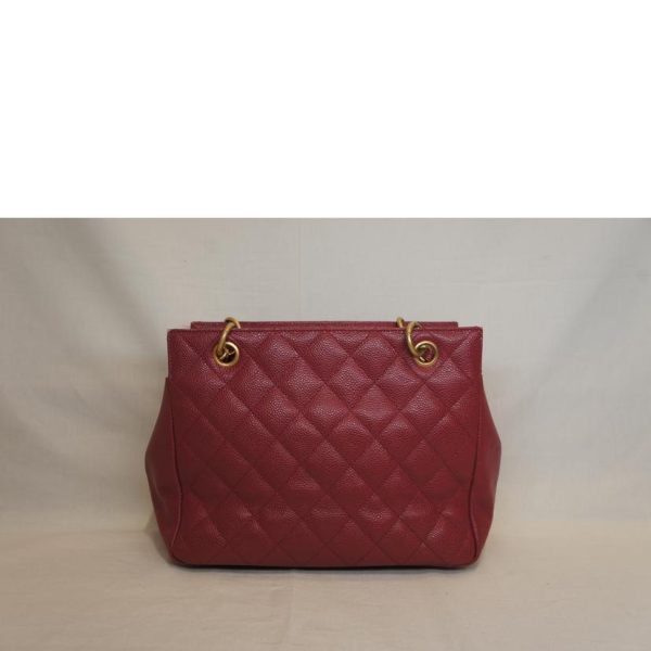 97576 2 Chanel Caviar Skin Chain Tomato Trasse Coco Mark Bag Red