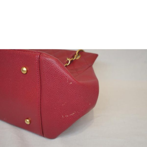 97576 6 Chanel Caviar Chain Tomato Tote Bag Red