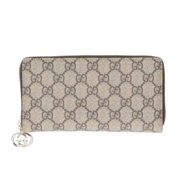 97931 1 Gucci GG Supreme Round Zipper Long Wallet