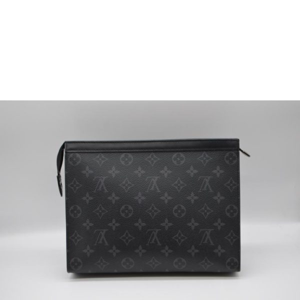 97965 2 Louis Vuitton Pochette Voyage MM Monogram Eclipse Pouch Black