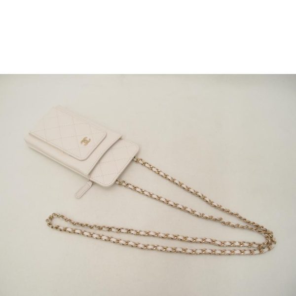 98064 4 Chanel Caviar Smartphone Chain Shoulder Bag White