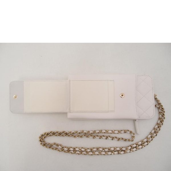 98064 5 Chanel Caviar Smartphone Chain Shoulder Bag White