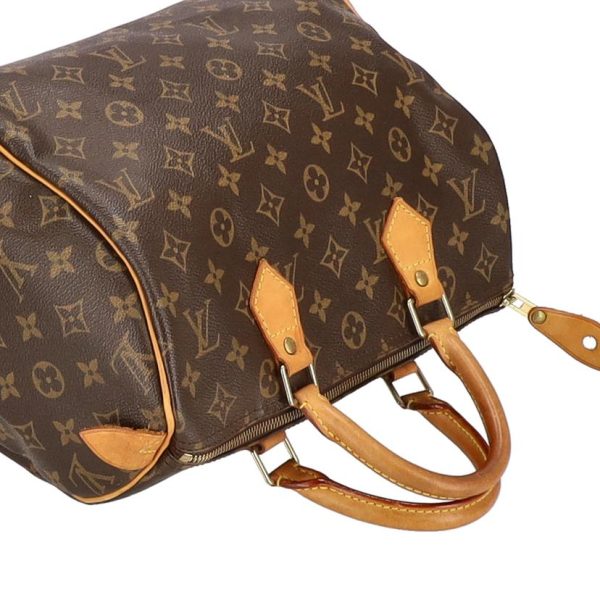 98201 3 Louis Vuitton Speedy 30 Monogram Handbag Brown