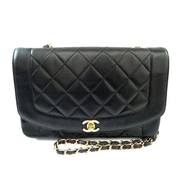 98214 1 CHANEL Diana Flap Chain Shoulder Bag Black