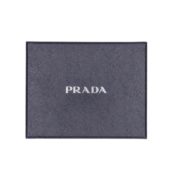 98306 6 Prada Saffiano Lettering Logo Key Case Black