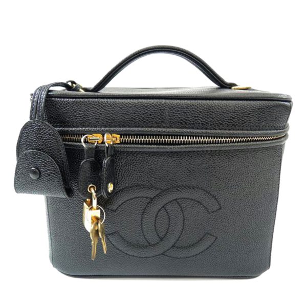 98436 1 CHANEL Vanity Bag 2 Way Caviar Skin Black