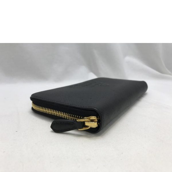 98554 3 Prada Saffiano Embossed Leather Long Wallet Bag Black