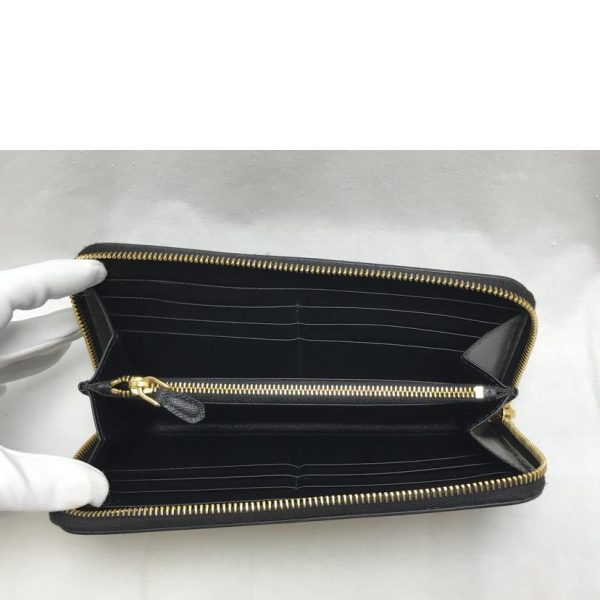 98554 5 Prada Saffiano Embossed Leather Long Wallet Bag Black