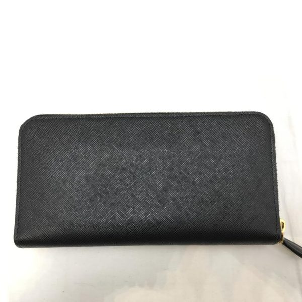 98554 8 Prada Saffiano Embossed Leather Long Wallet Bag Black