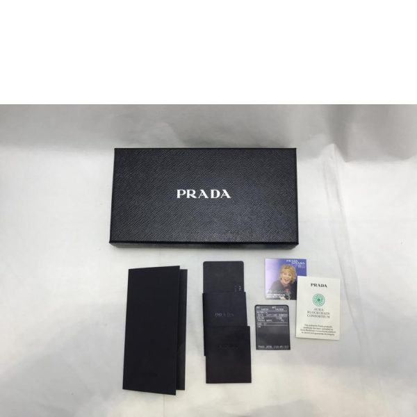 98554 9 Prada Saffiano Embossed Leather Long Wallet Bag Black