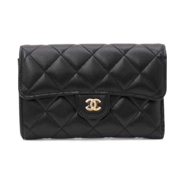 99040 1 Chanel Matelasse Medium Flap Wallet Black