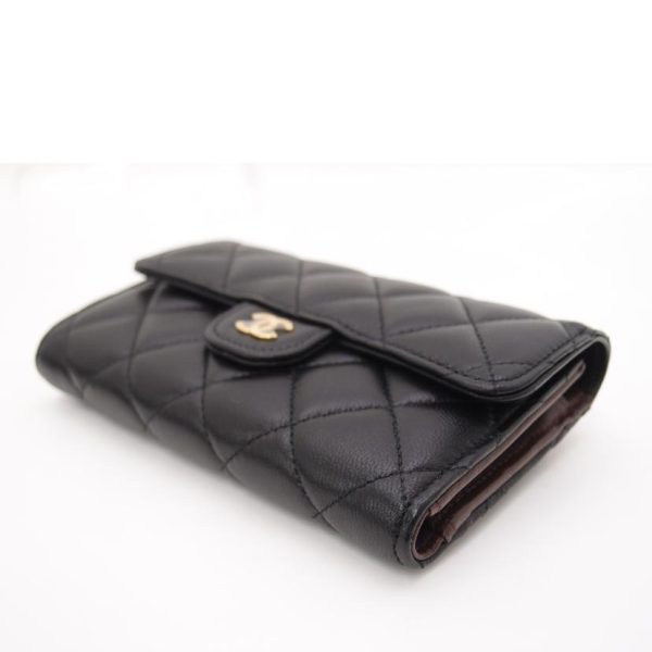 99040 3 Chanel Matelasse Medium Flap Wallet Black