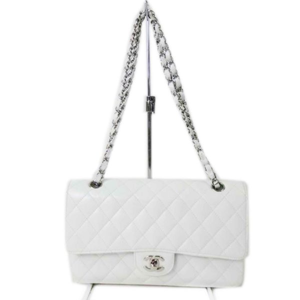 99339 1 Chanel Matelasse Double Flap Chain Shoulder Bag White