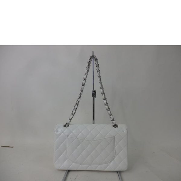 99339 2 Chanel Matelasse Double Flap Chain Shoulder Bag White