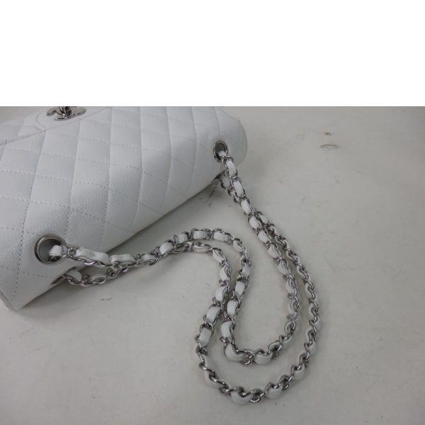 99339 5 Chanel Matelasse Double Flap Chain Shoulder Bag White