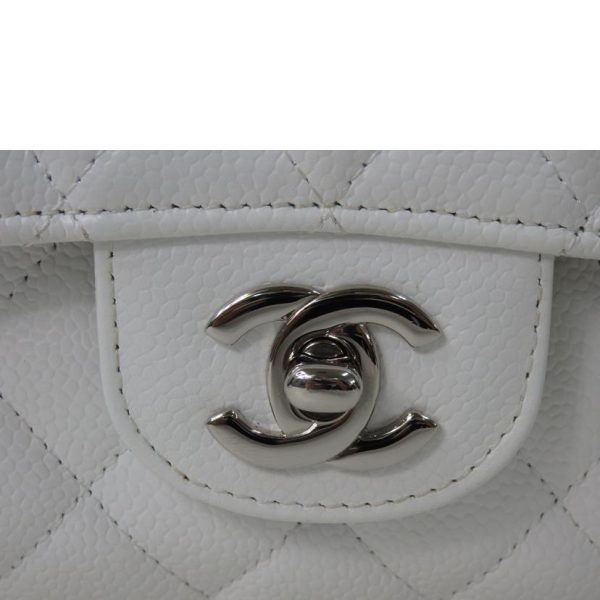 99339 9 Chanel Matelasse Double Flap Chain Shoulder Bag White