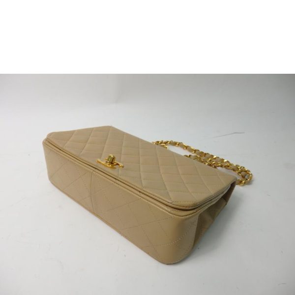 99511 3 Chanel Matelasse Single Flap Chain Shoulder Bag Beige