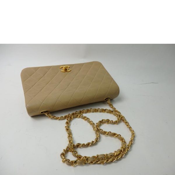 99511 4 Chanel Matelasse Single Flap Chain Shoulder Bag Beige