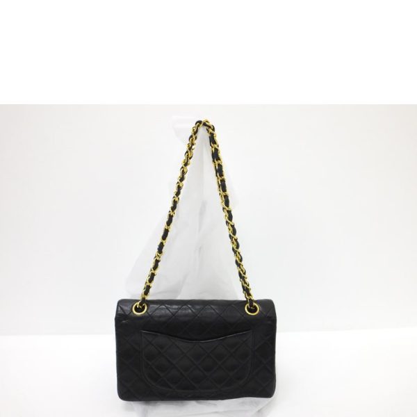 99568 2 Chanel Matelasse Double Flap Chain Shoulder Bag Black