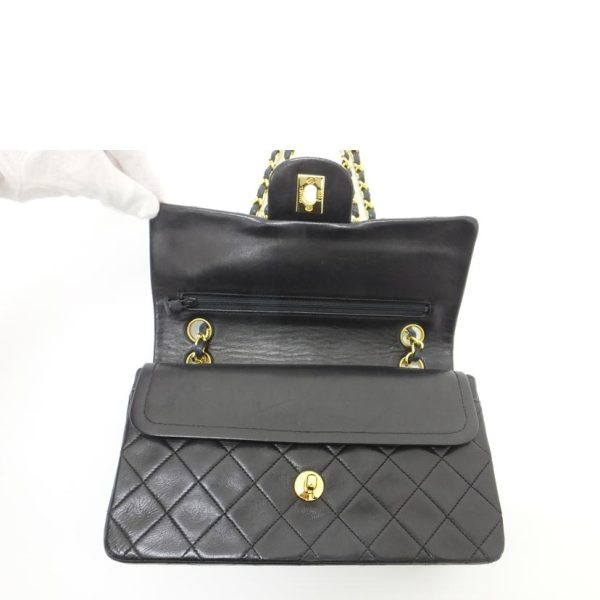 99568 4 Chanel Matelasse Double Flap Chain Shoulder Bag Black