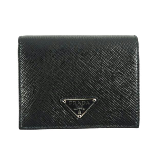 99593 1 PRADA Prada Saffiano Triang Fold Wallet Bag Black