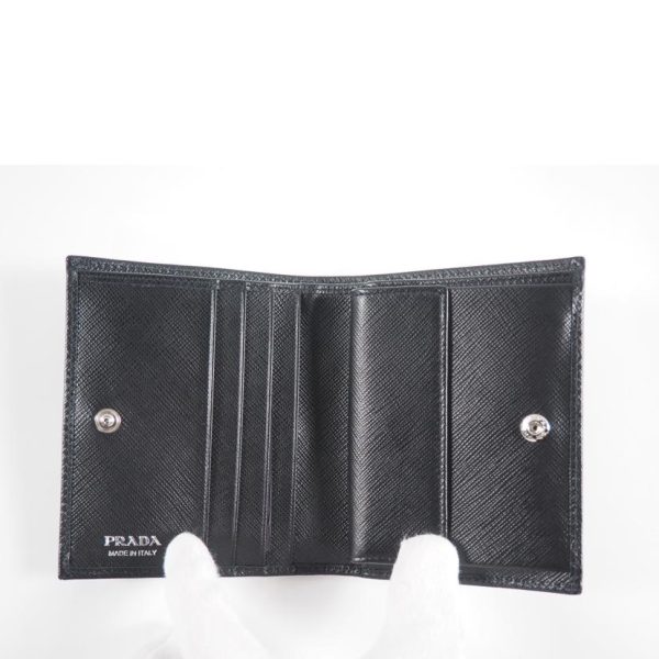 99593 4 PRADA Prada Saffiano Triang Fold Wallet Bag Black