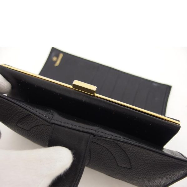 99639 10 Chanel Cocomark Caviar Skin Bi Fold Wallet Black