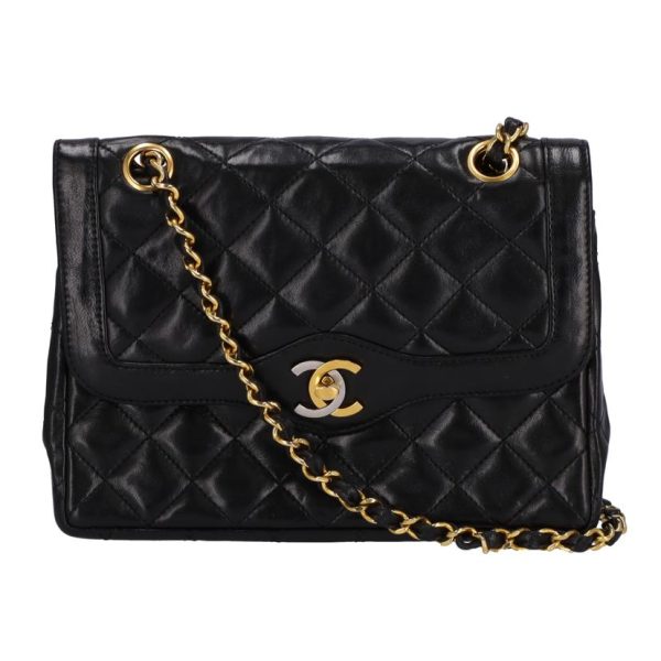 99766 1 Chanel Paris Limited Matelasse W Flap Chain Shoulder Bag Black