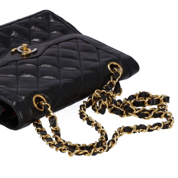 99766 4 Chanel Paris Limited Matelasse W Flap Chain Shoulder Bag Black