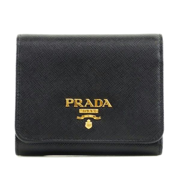 99767 1 PRADA Prada Three Fold Wallet Bag Black