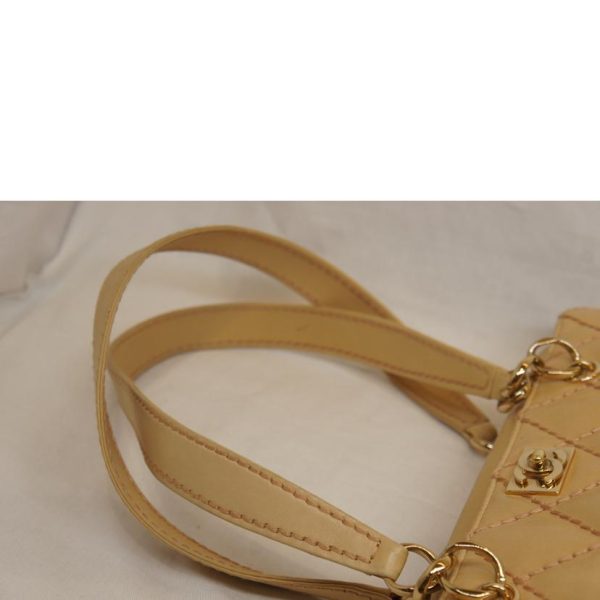 99846 4 Chanel Lambskin Wild Stitch Chain Tote Bag Beige