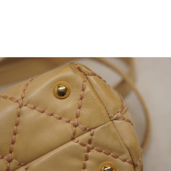 99846 6 Chanel Lambskin Wild Stitch Chain Tote Bag Beige