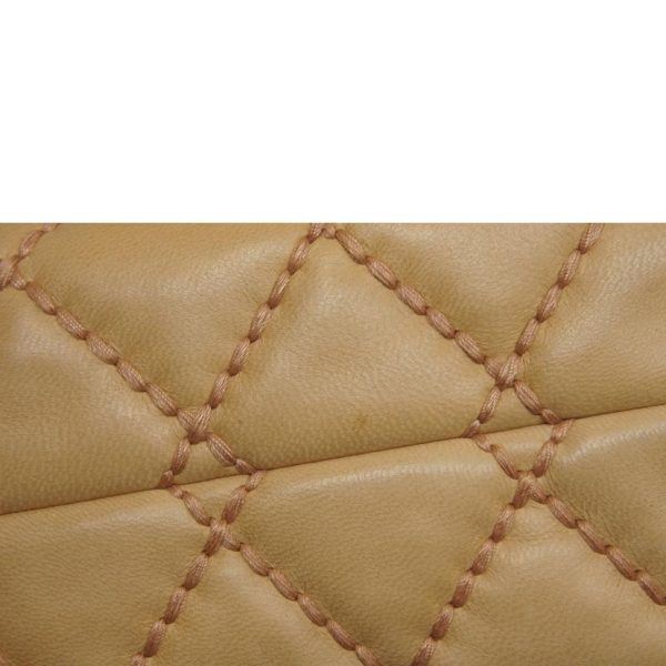 99846 7 Chanel Lambskin Wild Stitch Chain Tote Bag Beige