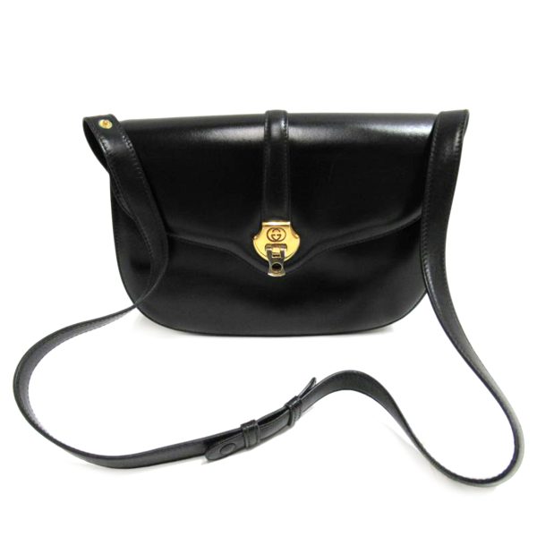 99907 1 Gucci Vintage Leather Shoulder Bag Black