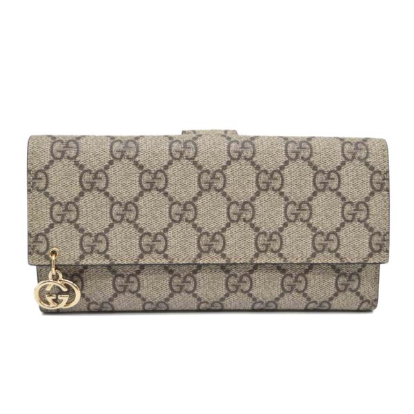 99938 1 Gucci GG Supreme Interlocking Charm Long Wallet