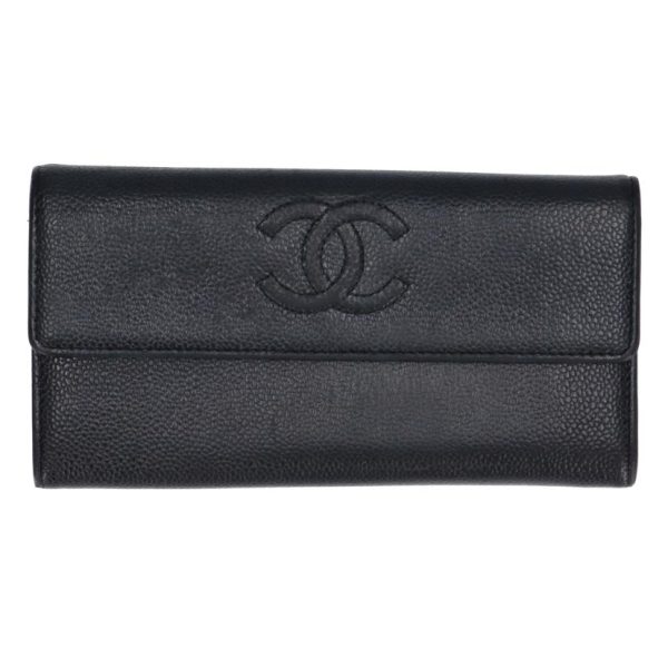 99998 1 Chanel Cocomark Bi fold Wallet Black