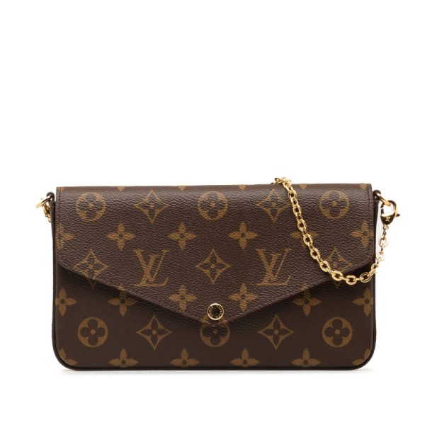 9k3duyuwr0l21iug 1 Louis Vuitton Pochette Chain Shoulder Bag Brown