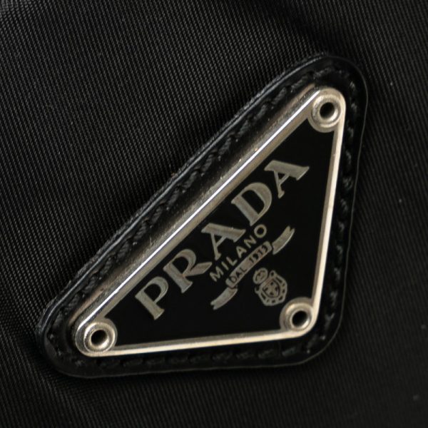 a0ncplzvwg1x9snj 7 Prada Triangle Logo Plate Handbag Black Nylon Leather