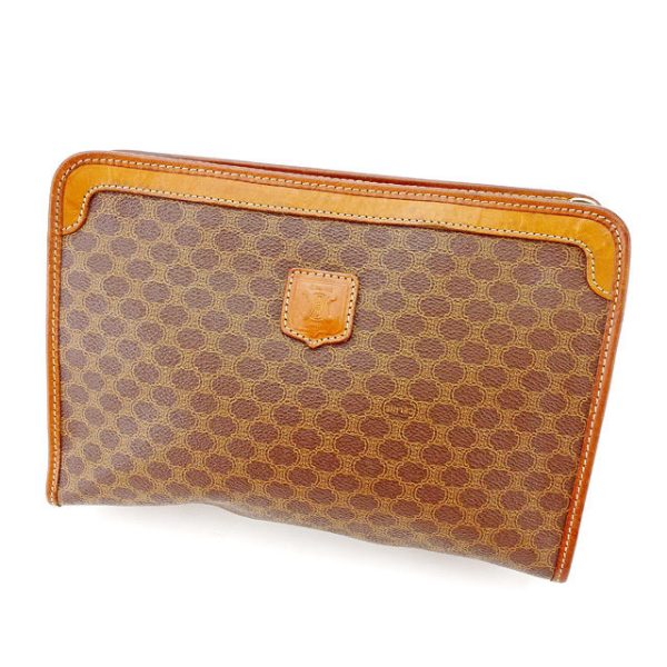 a1617 Celine Macadam Clutch Bag Brown PVC