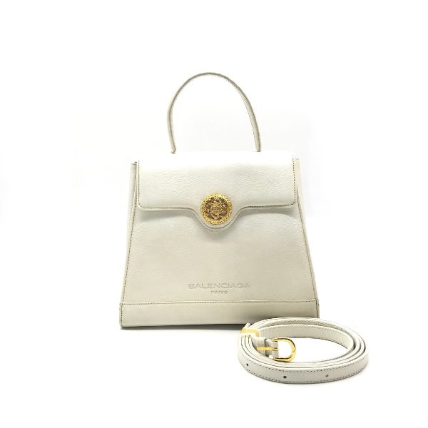 a1754a 1 Balenciaga 2WAY Handbag Leather White