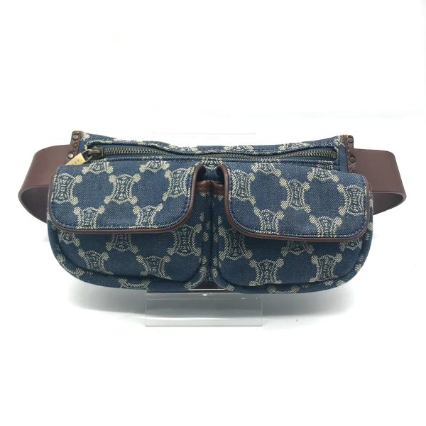 a2054 1 Celine Macadam Denim Waist Pouch Bag Blue