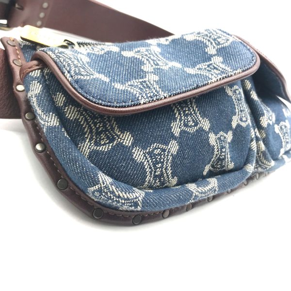 a2054 4 Celine Macadam Denim Waist Pouch Bag Blue