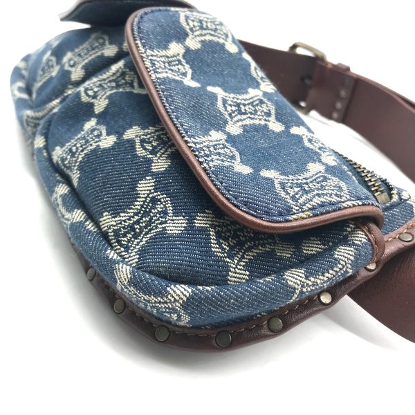 a2054 5 Celine Macadam Denim Waist Pouch Bag Blue