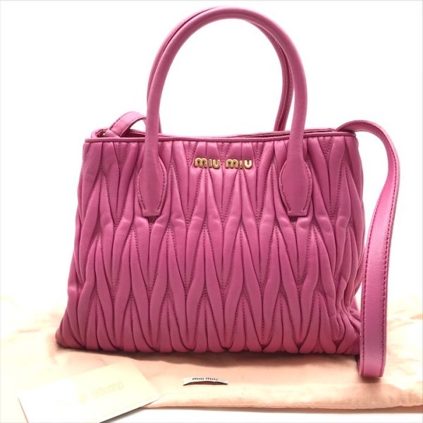 a2789 1 Miu Miu Matelasse 2WAY hand shoulder bag pink a2789